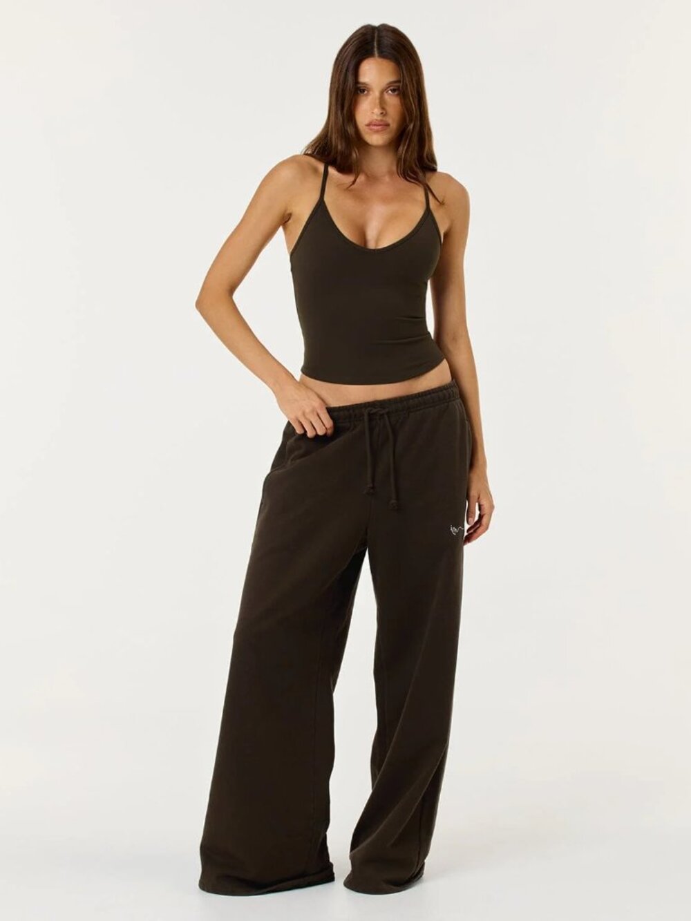 CSB Wide Leg Sweatpants in Dark Chocolate, Size Medium